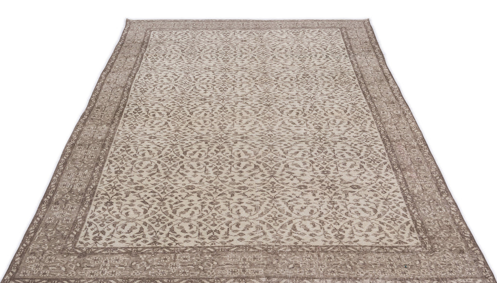 Beige Over Dyed Vintage Rug 5'4'' x 9'2'' ft 162 x 280 cm