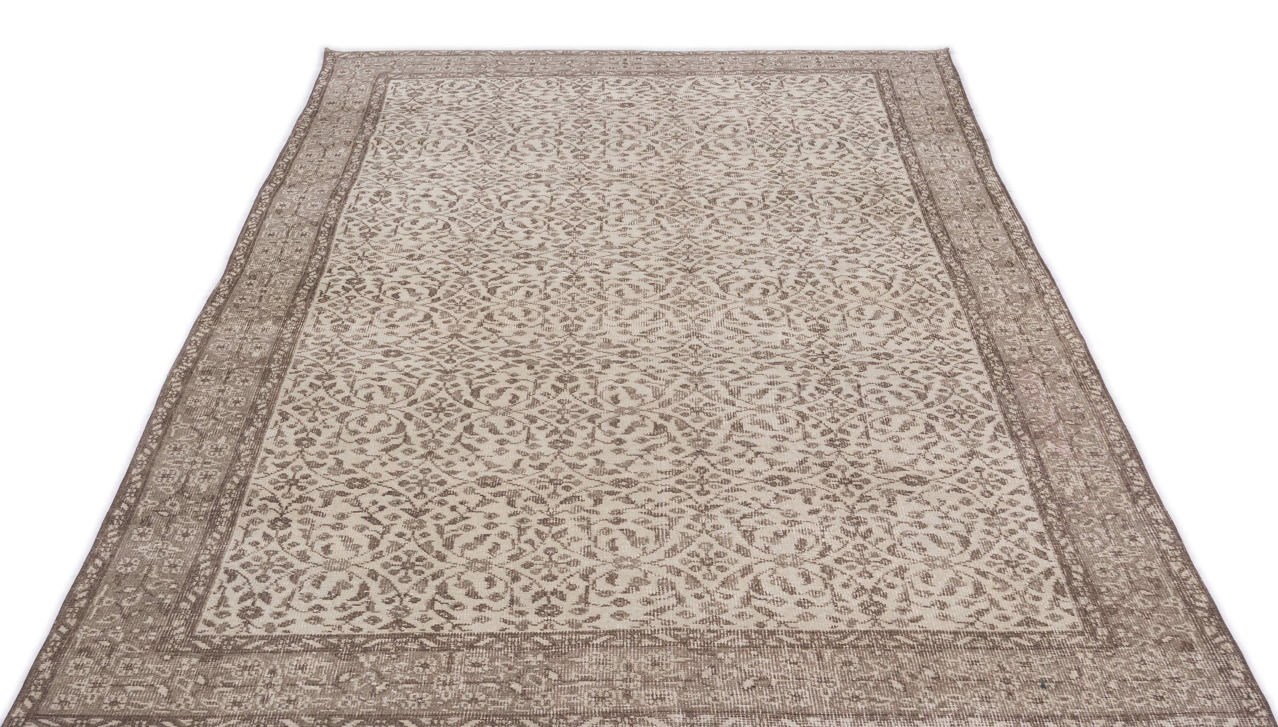 Beige Over Dyed Vintage Rug 5'4'' x 9'2'' ft 162 x 280 cm