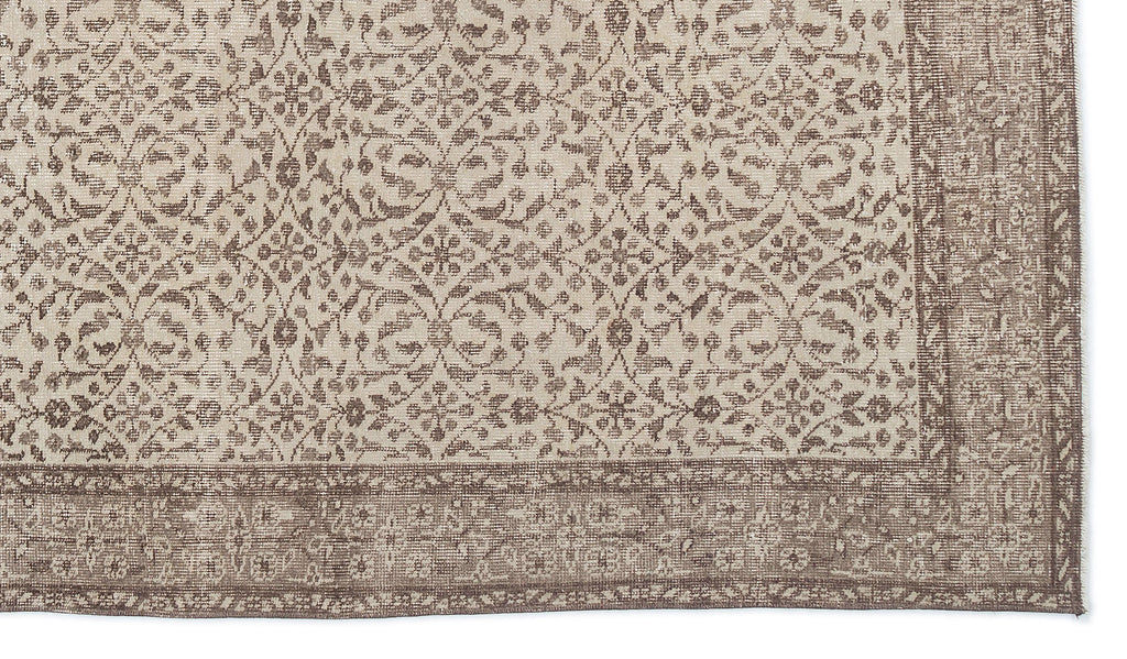 Beige Over Dyed Vintage Rug 5'4'' x 9'2'' ft 162 x 280 cm