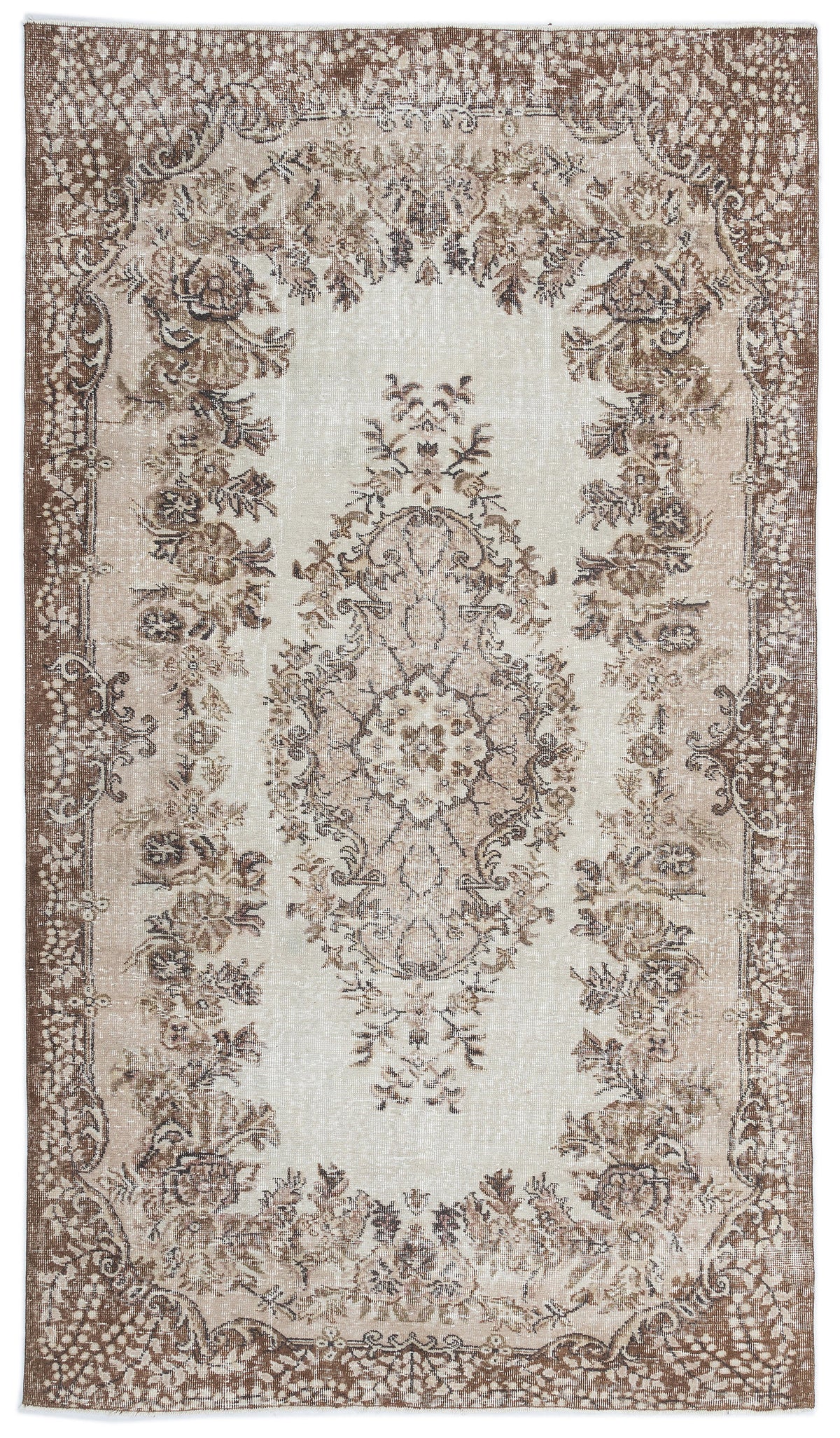Beige Over Dyed Vintage Rug 5&#39;7&#39;&#39; x 9&#39;7&#39;&#39; ft 170 x 291 cm