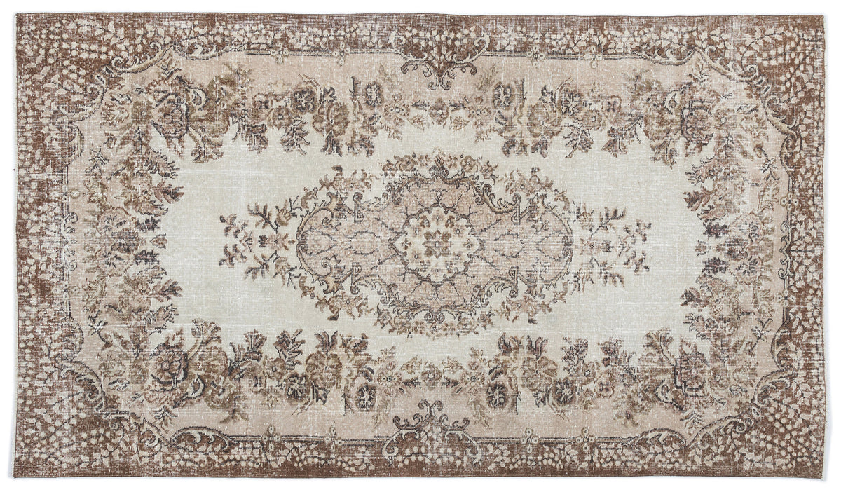 Beige Over Dyed Vintage Rug 5&#39;7&#39;&#39; x 9&#39;7&#39;&#39; ft 170 x 291 cm