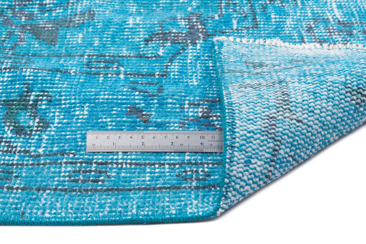 Turquoise  Over Dyed Vintage Rug 4&#39;11&#39;&#39; x 8&#39;11&#39;&#39; ft 149 x 273 cm