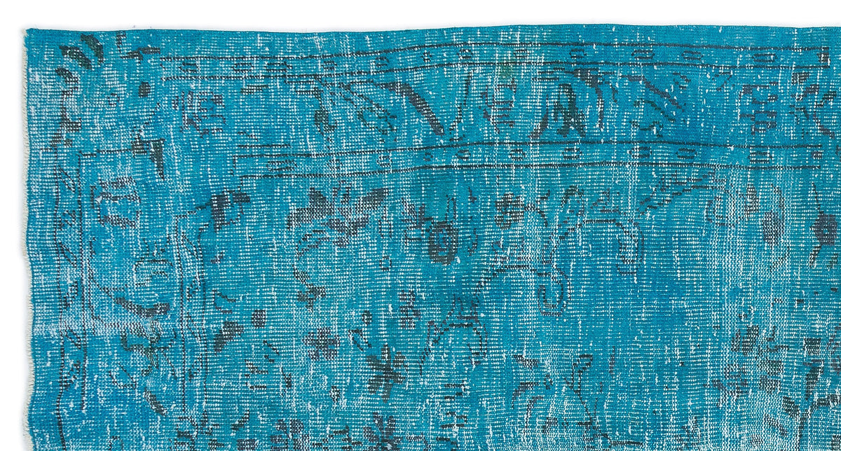 Turquoise  Over Dyed Vintage Rug 4&#39;11&#39;&#39; x 8&#39;11&#39;&#39; ft 149 x 273 cm