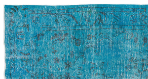 Turquoise  Over Dyed Vintage Rug 4'11'' x 8'11'' ft 149 x 273 cm