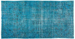 Traditional Design Turquoise Over Dyed Vintage Rug 4'11'' x 8'11'' ft 149 x 273 cm