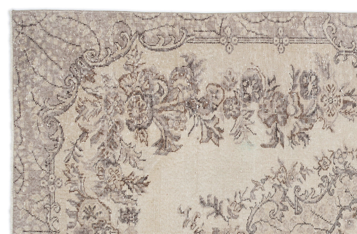 Beige Over Dyed Vintage Rug 5&#39;8&#39;&#39; x 8&#39;10&#39;&#39; ft 173 x 268 cm