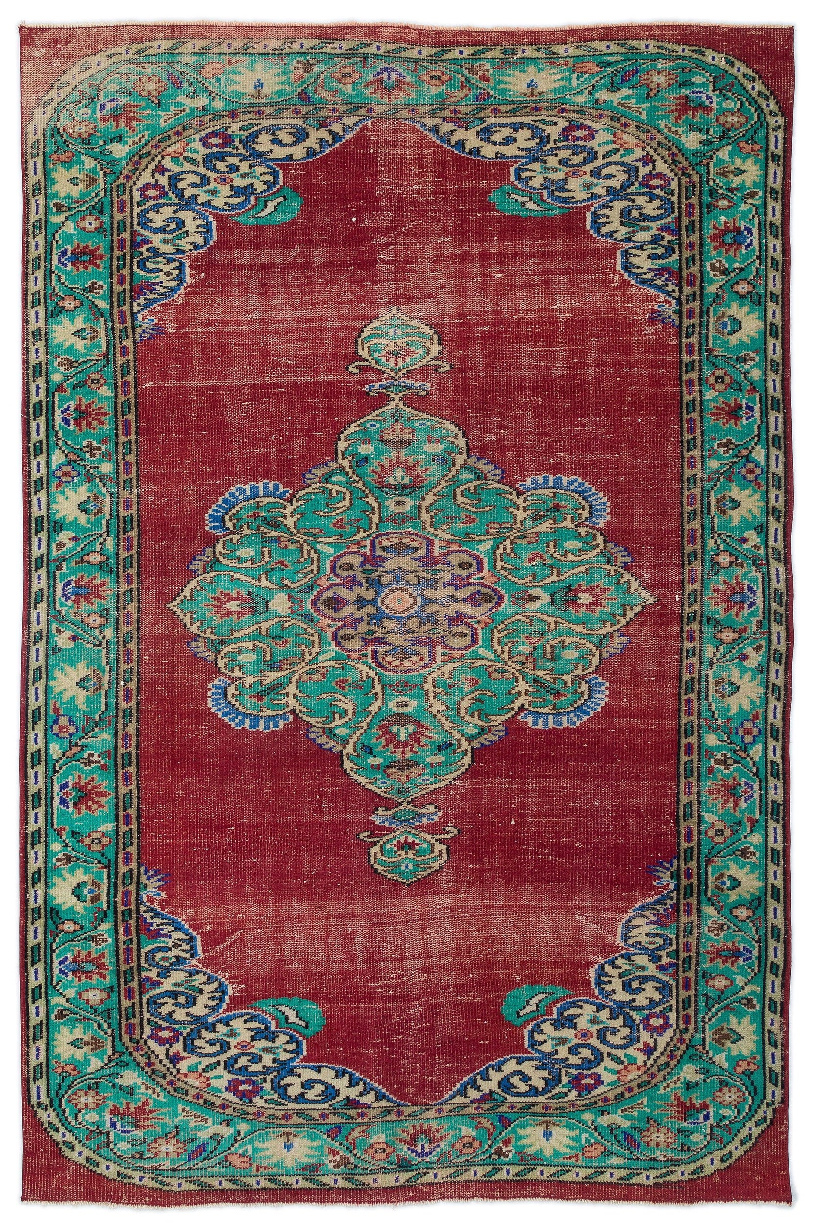 Green Over Dyed Rug | Traditional Design Rug | Turkish Rug | Hand