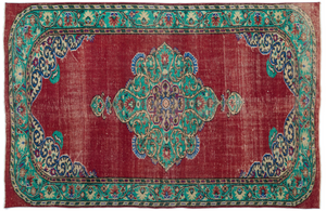 Green Over Dyed Rug | Traditional Design Rug | Turkish Rug | Hand Weaving Rug  | Bedroom Rug | Wool Rug | Vintage Rug | Tumbled Rug  | Naturel Rug | Boho Rug I 5'10'' x 8'11'' ft 178 x 273 cm
