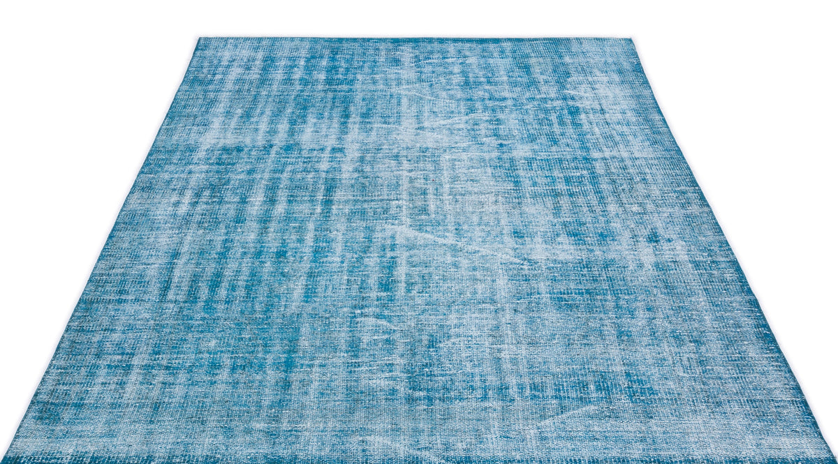 Turquoise  Over Dyed Vintage Rug 5&#39;4&#39;&#39; x 8&#39;6&#39;&#39; ft 162 x 258 cm