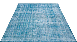Turquoise  Over Dyed Vintage Rug 5'4'' x 8'6'' ft 162 x 258 cm