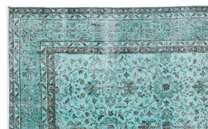 Turquoise  Over Dyed Vintage Rug 4'11'' x 8'3'' ft 151 x 251 cm