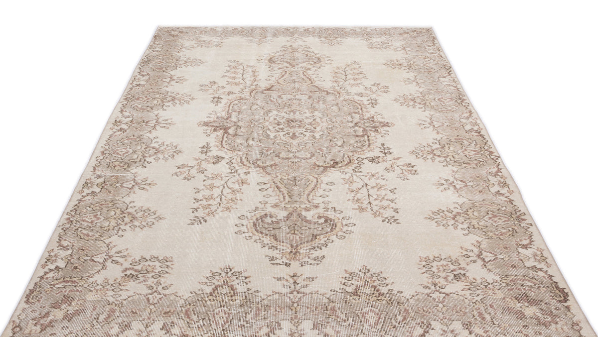 Beige Over Dyed Vintage Rug 5&#39;9&#39;&#39; x 9&#39;2&#39;&#39; ft 175 x 280 cm