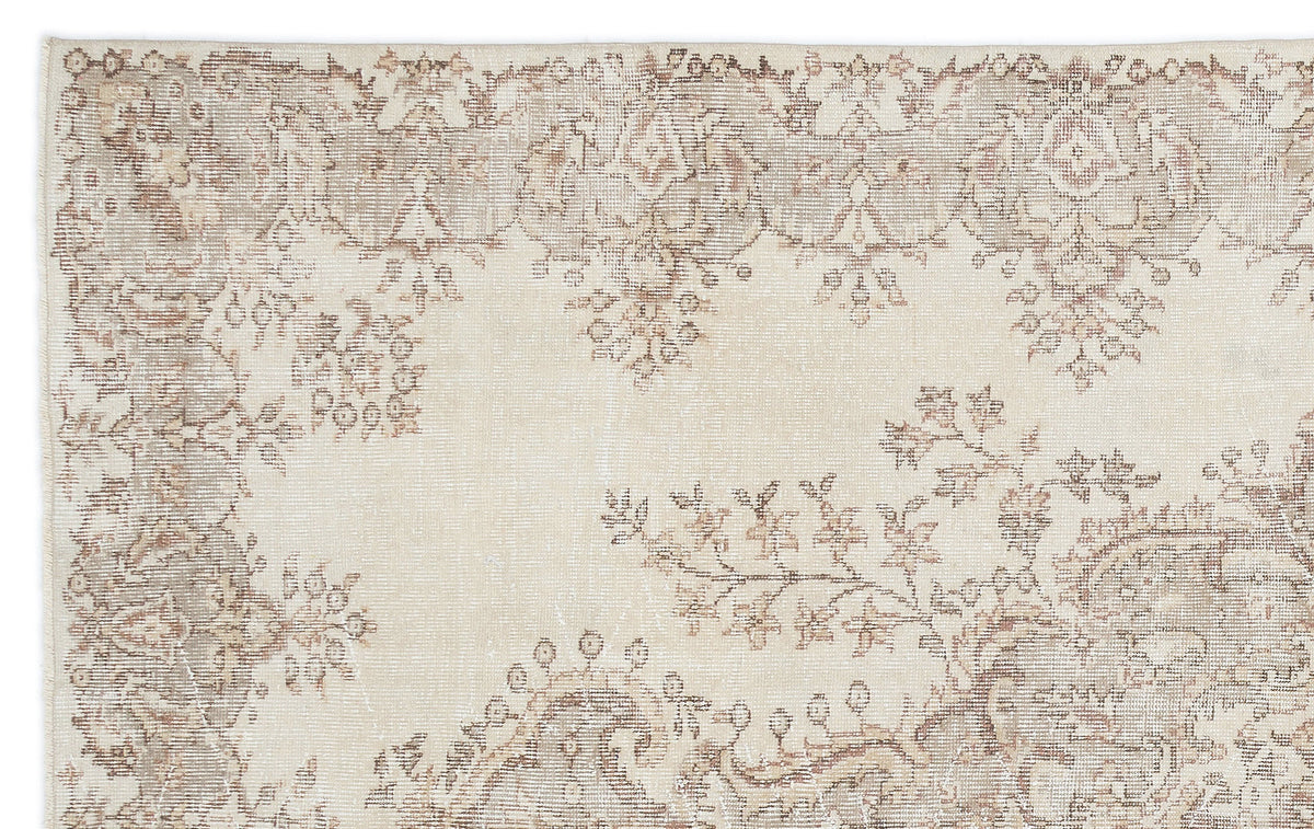 Beige Over Dyed Vintage Rug 5&#39;9&#39;&#39; x 9&#39;2&#39;&#39; ft 175 x 280 cm