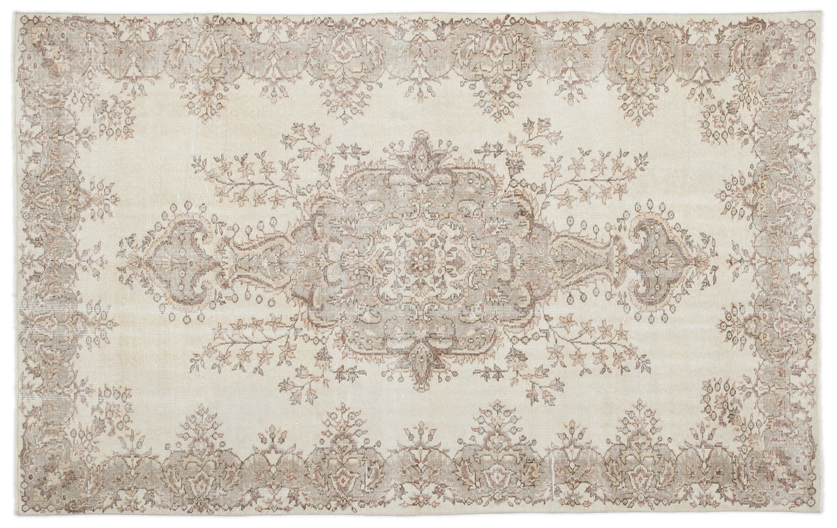 Beige Over Dyed Vintage Rug 5&#39;9&#39;&#39; x 9&#39;2&#39;&#39; ft 175 x 280 cm