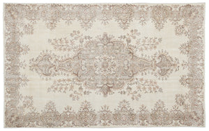 Beige Over Dyed Vintage Rug 5'9'' x 9'2'' ft 175 x 280 cm