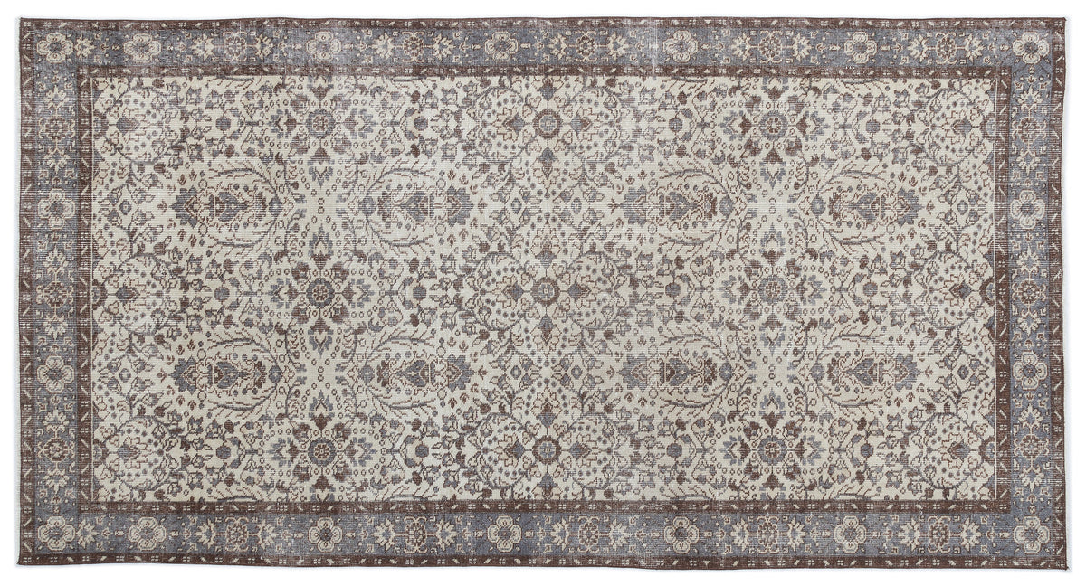 Beige Over Dyed Vintage Rug 5&#39;1&#39;&#39; x 9&#39;5&#39;&#39; ft 156 x 286 cm