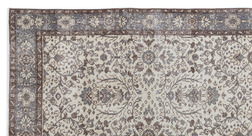 Beige Over Dyed Vintage Rug 5'1'' x 9'5'' ft 156 x 286 cm
