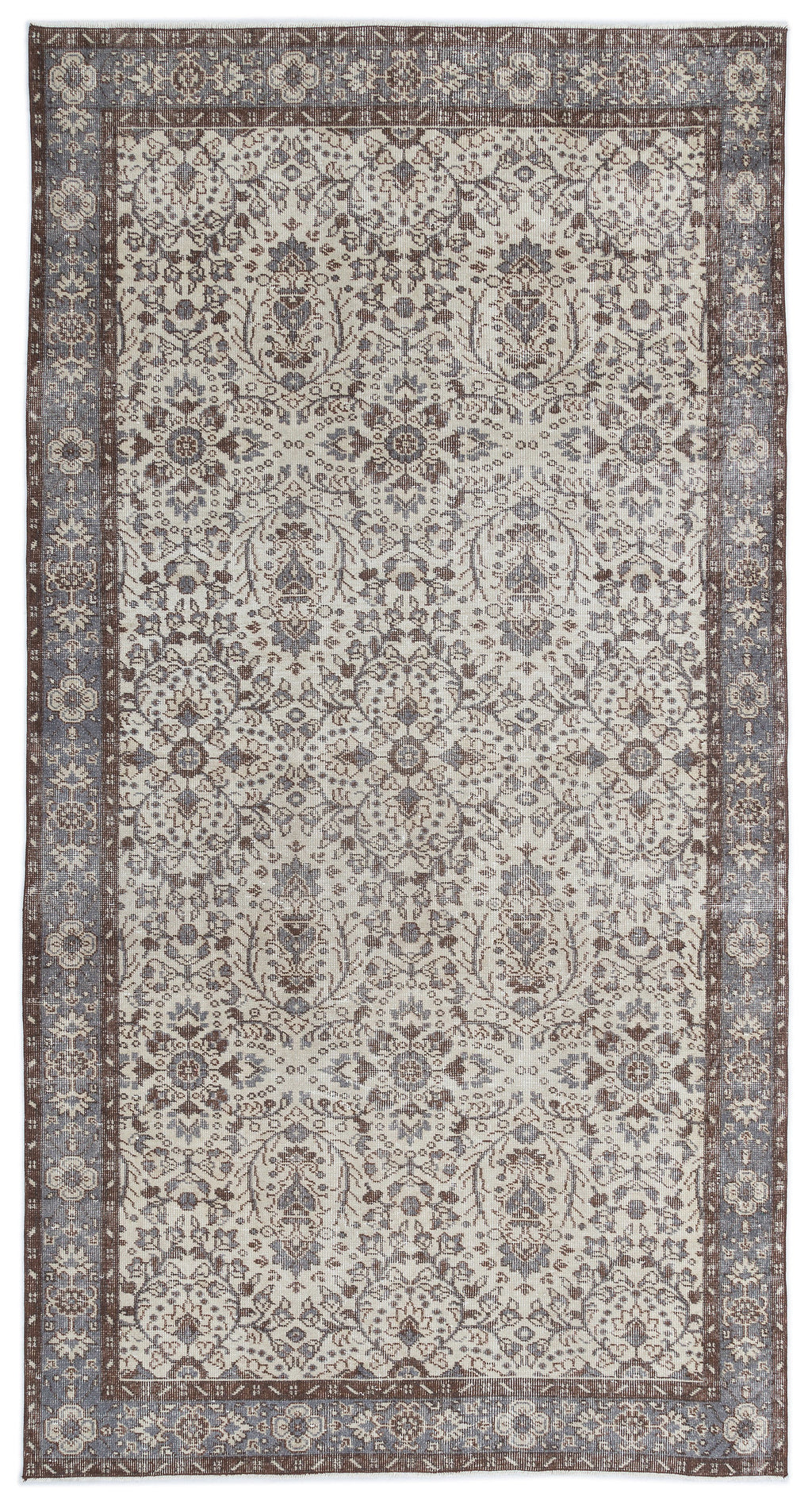Beige Over Dyed Vintage Rug 5'1'' x 9'5'' ft 156 x 286 cm