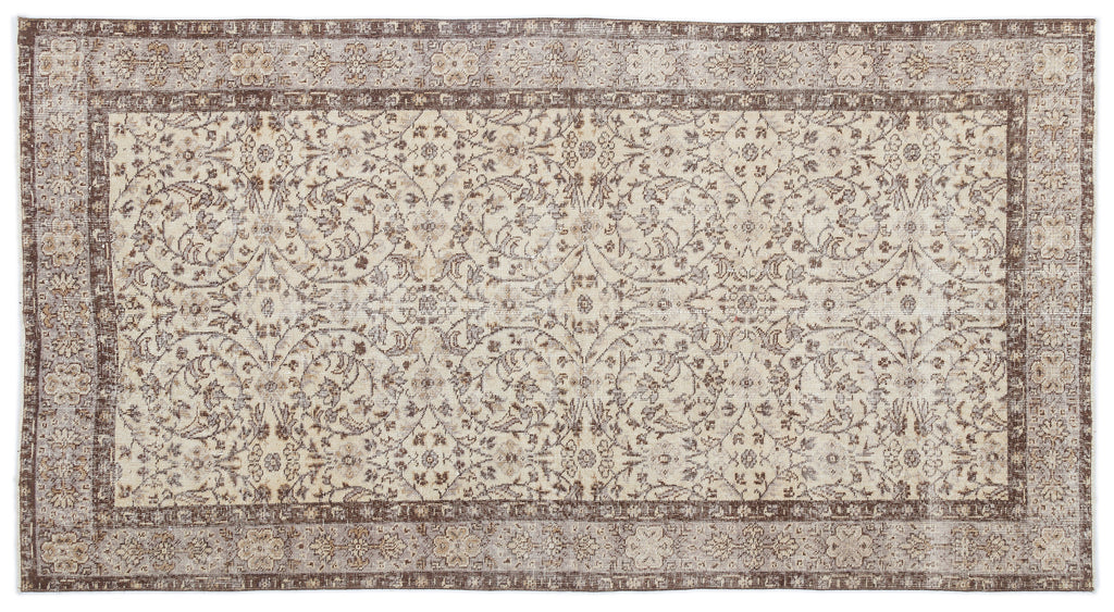 Beige Over Dyed Vintage Rug 4'8'' x 8'9'' ft 142 x 267 cm