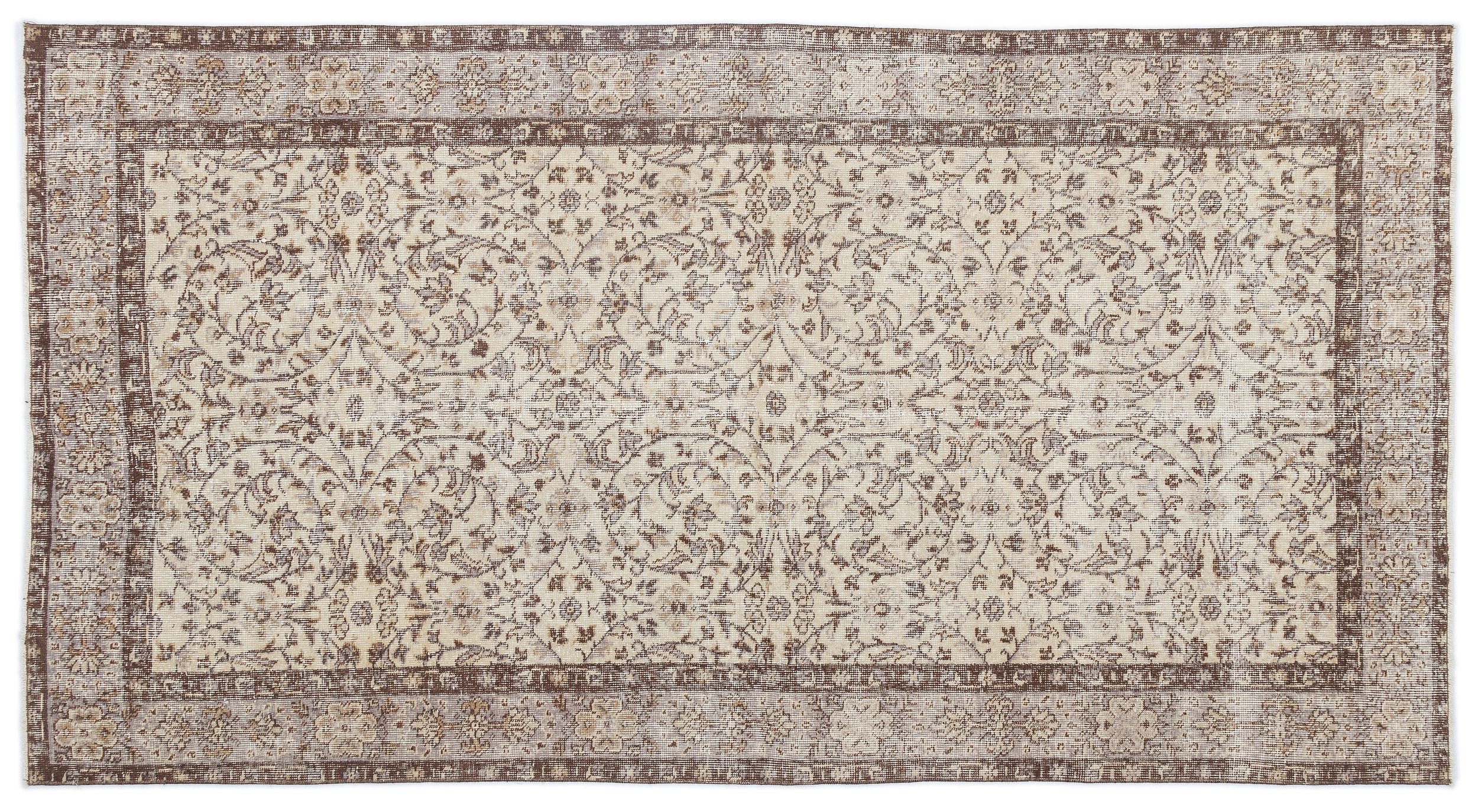 Beige Over Dyed Vintage Rug 4'8'' x 8'9'' ft 142 x 267 cm