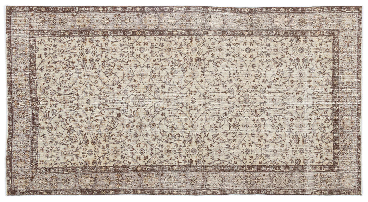 Beige Over Dyed Vintage Rug 4&#39;8&#39;&#39; x 8&#39;9&#39;&#39; ft 142 x 267 cm