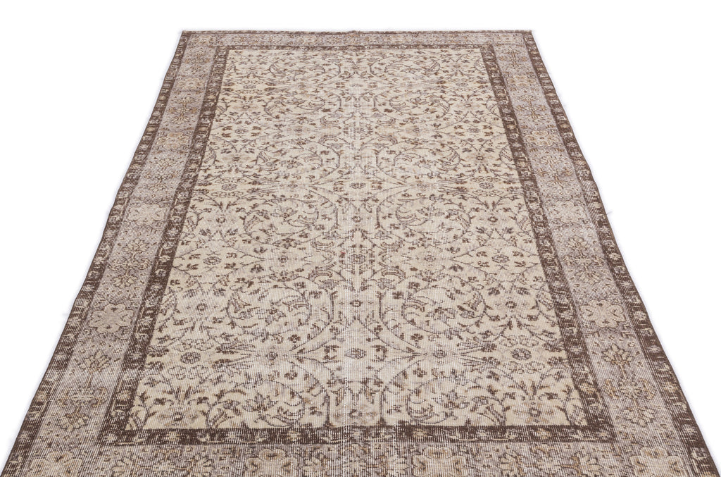 Beige Over Dyed Vintage Rug 4'8'' x 8'9'' ft 142 x 267 cm