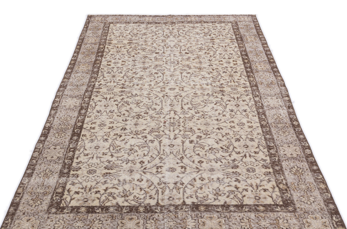 Beige Over Dyed Vintage Rug 4&#39;8&#39;&#39; x 8&#39;9&#39;&#39; ft 142 x 267 cm
