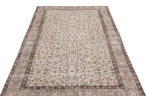 Beige Over Dyed Vintage Rug 4'8'' x 8'9'' ft 142 x 267 cm