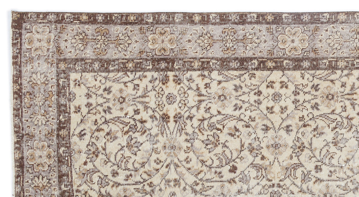 Beige Over Dyed Vintage Rug 4&#39;8&#39;&#39; x 8&#39;9&#39;&#39; ft 142 x 267 cm