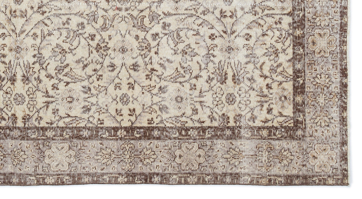 Beige Over Dyed Vintage Rug 4&#39;8&#39;&#39; x 8&#39;9&#39;&#39; ft 142 x 267 cm