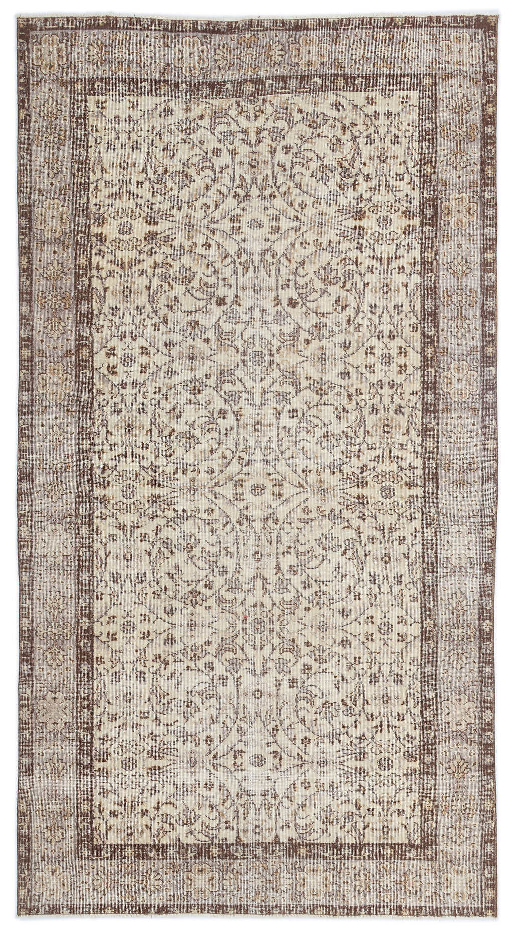 Beige Over Dyed Vintage Rug 4'8'' x 8'9'' ft 142 x 267 cm