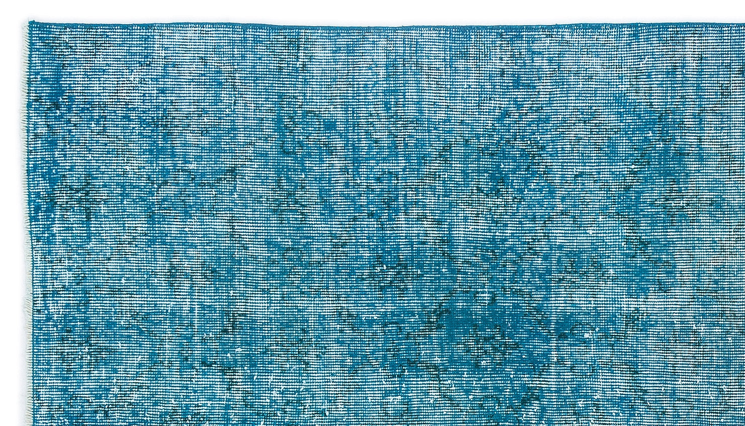 Turquoise  Over Dyed Vintage Rug 3'11'' x 6'11'' ft 119 x 210 cm
