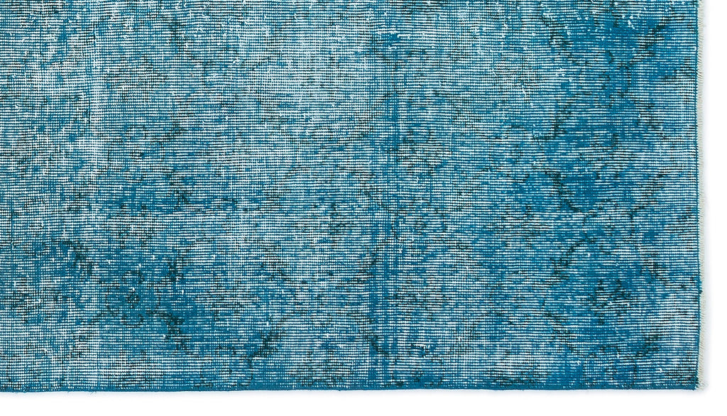 Turquoise  Over Dyed Vintage Rug 3'11'' x 6'11'' ft 119 x 210 cm