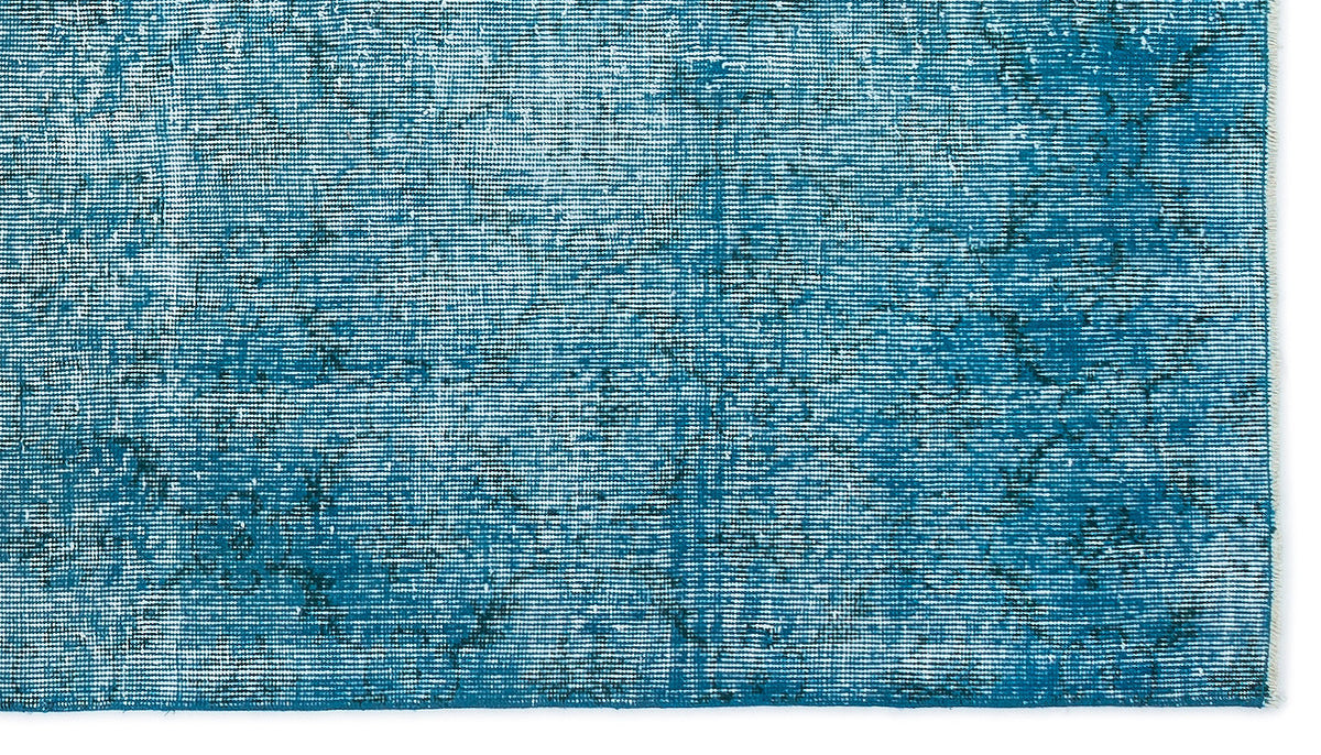 Turquoise  Over Dyed Vintage Rug 3&#39;11&#39;&#39; x 6&#39;11&#39;&#39; ft 119 x 210 cm