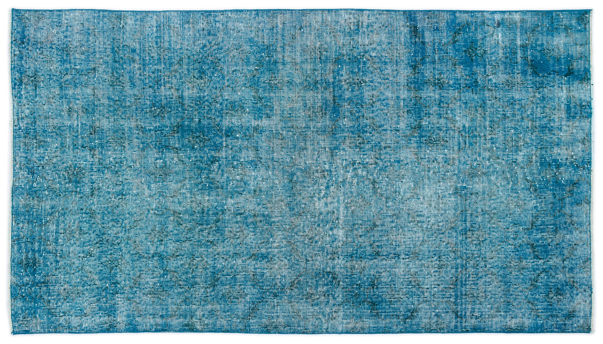 Turquoise  Over Dyed Vintage Rug 3&#39;11&#39;&#39; x 6&#39;11&#39;&#39; ft 119 x 210 cm
