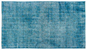Turquoise  Over Dyed Vintage Rug 3'11'' x 6'11'' ft 119 x 210 cm