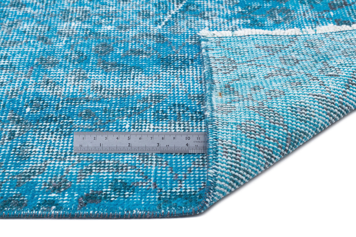 Turquoise  Over Dyed Vintage Rug 5&#39;1&#39;&#39; x 8&#39;6&#39;&#39; ft 155 x 260 cm