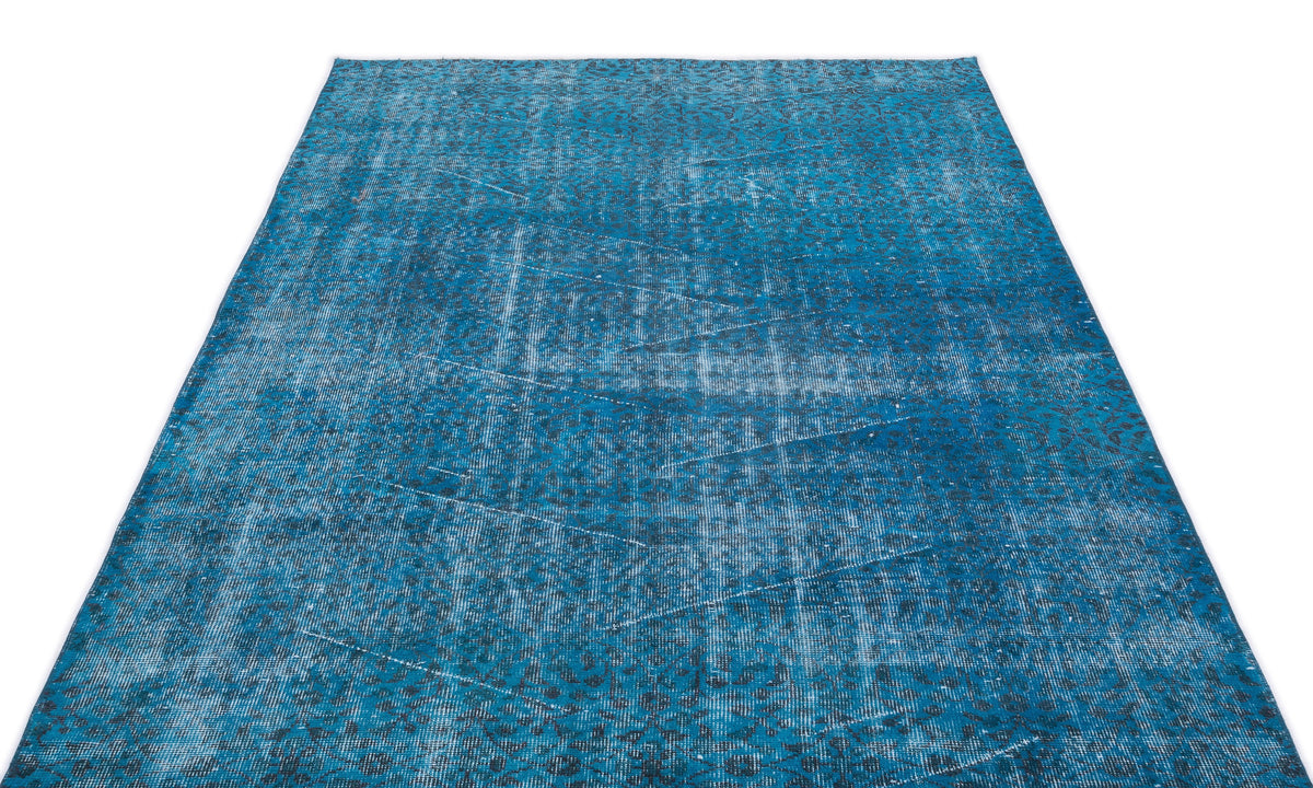 Turquoise  Over Dyed Vintage Rug 5&#39;1&#39;&#39; x 8&#39;6&#39;&#39; ft 155 x 260 cm