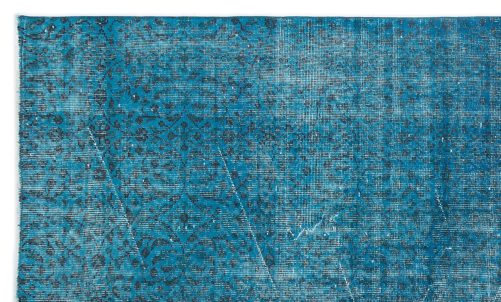 Turquoise  Over Dyed Vintage Rug 5'1'' x 8'6'' ft 155 x 260 cm