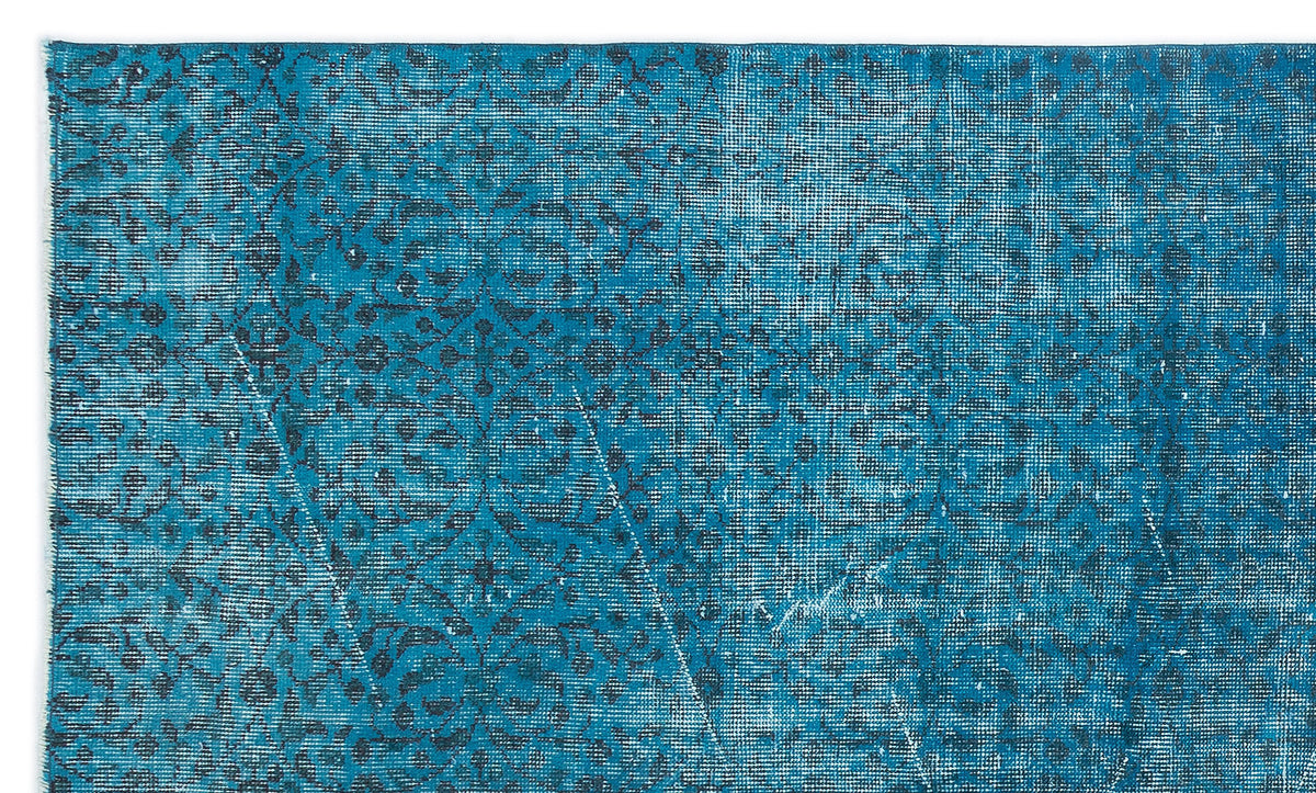 Turquoise  Over Dyed Vintage Rug 5&#39;1&#39;&#39; x 8&#39;6&#39;&#39; ft 155 x 260 cm