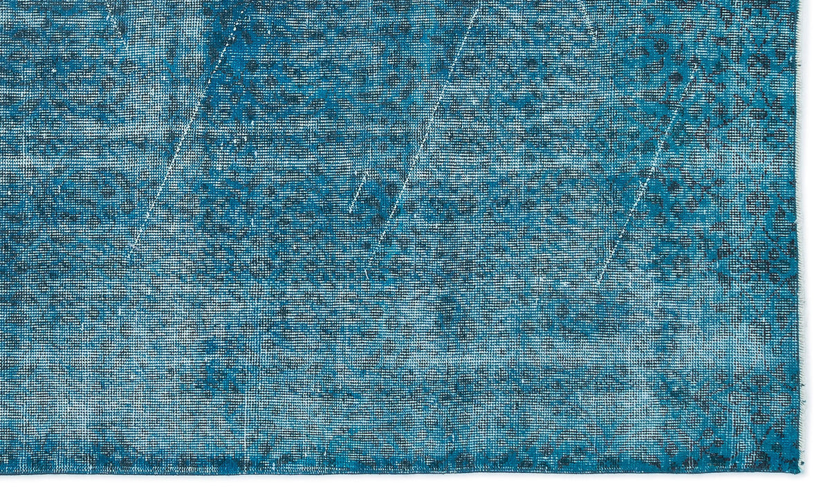 Turquoise  Over Dyed Vintage Rug 5&#39;1&#39;&#39; x 8&#39;6&#39;&#39; ft 155 x 260 cm