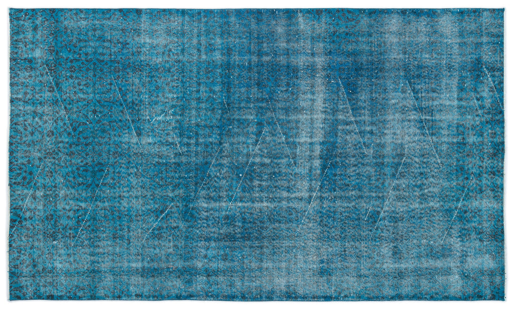Turquoise  Over Dyed Vintage Rug 5'1'' x 8'6'' ft 155 x 260 cm
