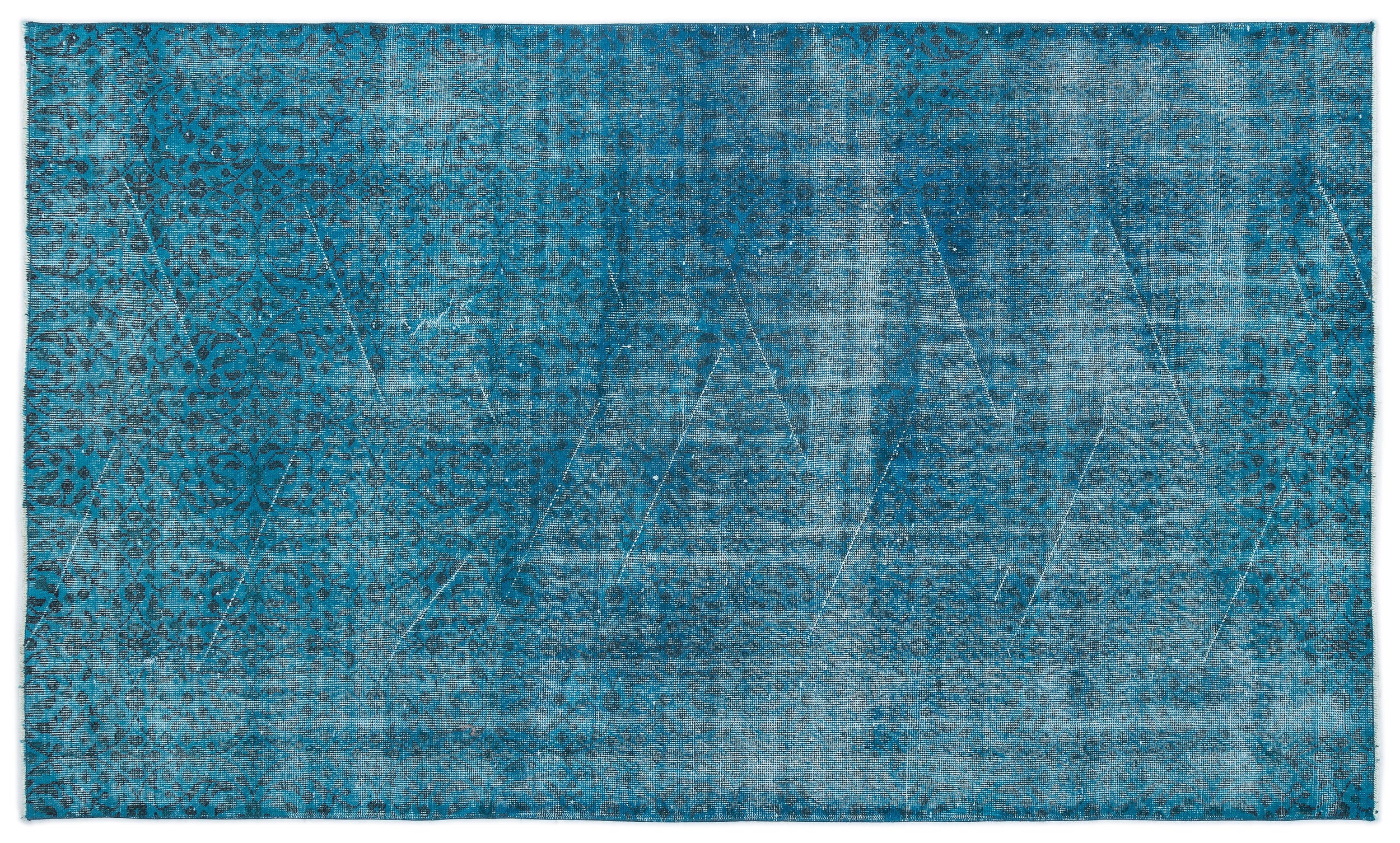 Turquoise  Over Dyed Vintage Rug 5'1'' x 8'6'' ft 155 x 260 cm