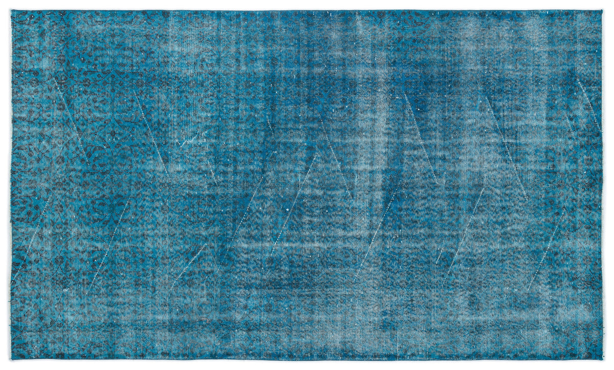 Turquoise  Over Dyed Vintage Rug 5&#39;1&#39;&#39; x 8&#39;6&#39;&#39; ft 155 x 260 cm