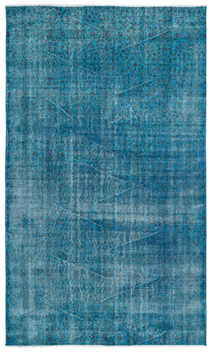 Turquoise  Over Dyed Vintage Rug 5'1'' x 8'6'' ft 155 x 260 cm
