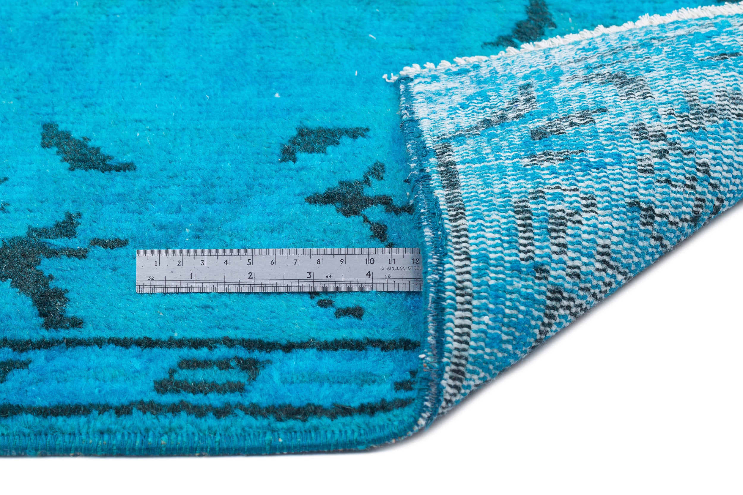 Turquoise  Over Dyed Vintage Rug 5'1'' x 9'3'' ft 156 x 282 cm