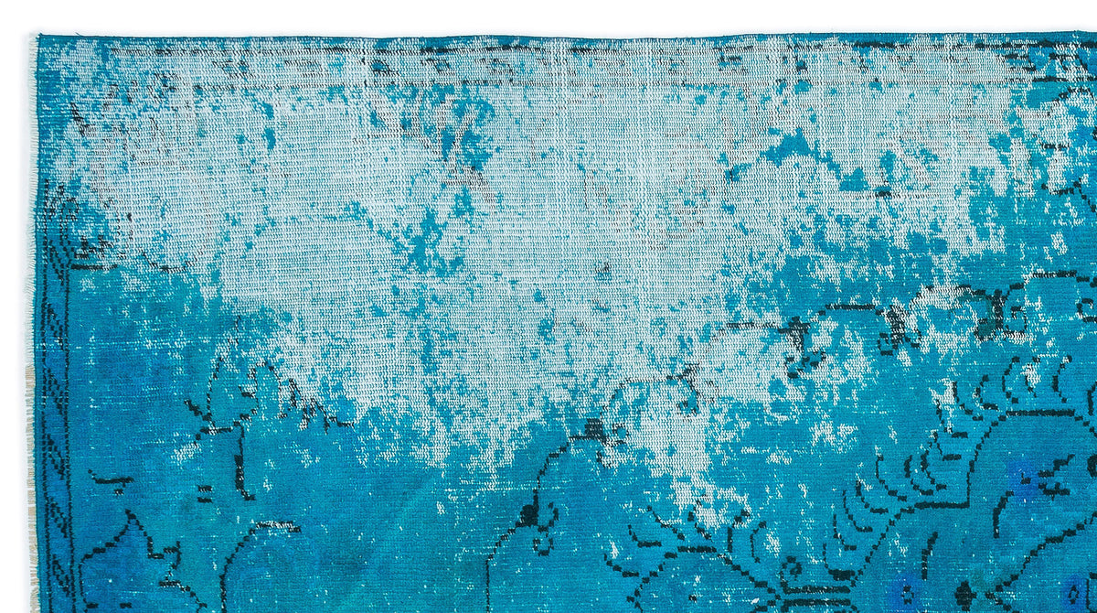 Turquoise  Over Dyed Vintage Rug 5&#39;1&#39;&#39; x 9&#39;3&#39;&#39; ft 156 x 282 cm