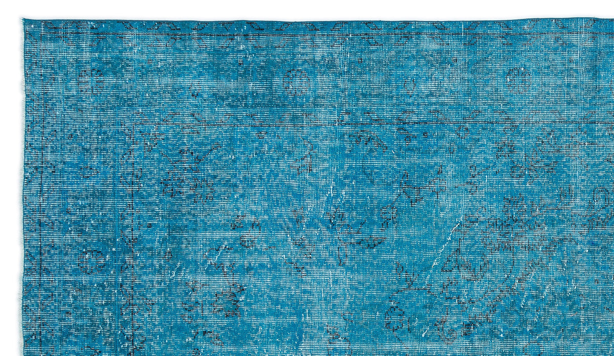 Turquoise  Over Dyed Vintage Rug 5&#39;7&#39;&#39; x 9&#39;9&#39;&#39; ft 169 x 298 cm