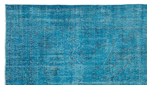 Turquoise  Over Dyed Vintage Rug 5'7'' x 9'9'' ft 169 x 298 cm