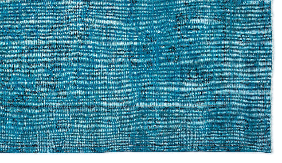 Turquoise  Over Dyed Vintage Rug 5&#39;7&#39;&#39; x 9&#39;9&#39;&#39; ft 169 x 298 cm